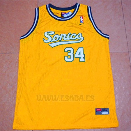 Camiseta Historic Seattle SuperSonics Ray Allen #34 Amarillo